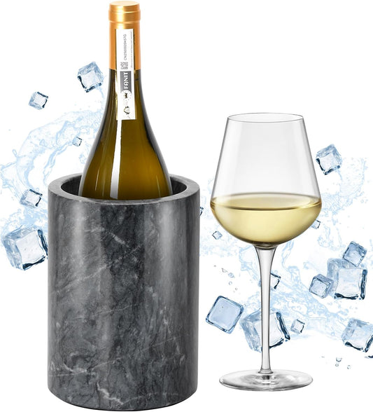 Marble Wine Chiller for Bottle,Wine Chiller Bucket,Wine Cooler Bucket for Any 750Ml Bottle Champagne Chiller for Parties,Wine Bottle Chiller,Wine Bottle Cooler,Wine Gifts for Women Man (Black)