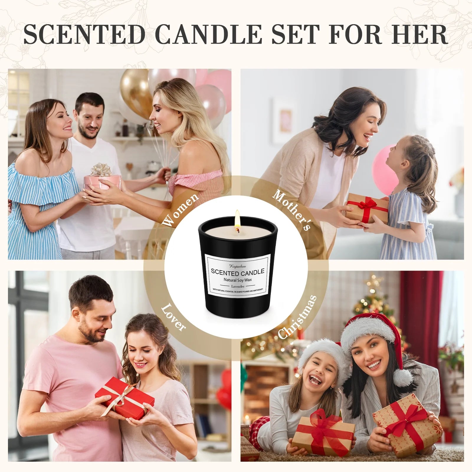 Scented Candles 12 Gift Sets for Women Natural Soy Wax Christmas Birthday Gift Candles Burning Time for 240H