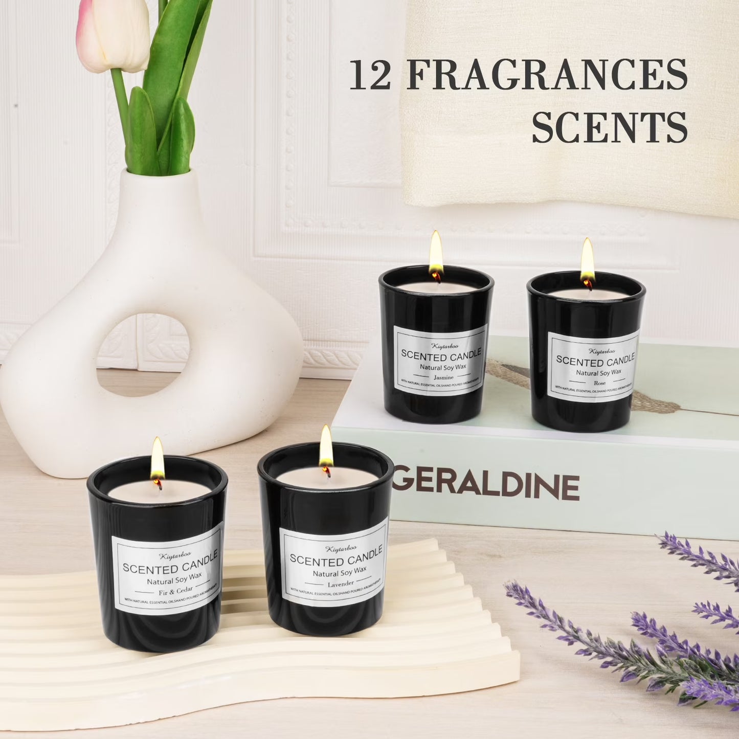 Scented Candles 12 Gift Sets for Women Natural Soy Wax Christmas Birthday Gift Candles Burning Time for 240H