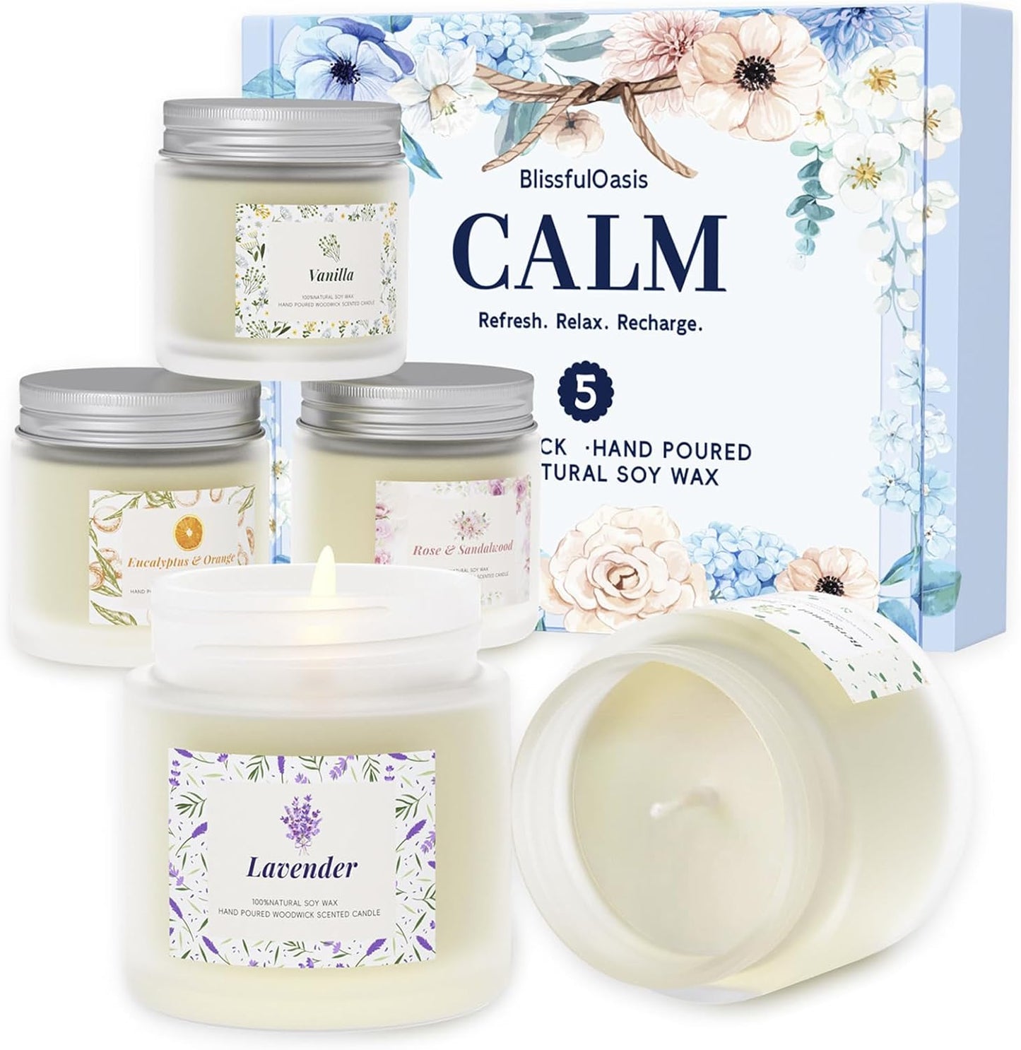 Scented Candles, Long-Lasting Candles for Home Scented, 5 Pack Candle Set, Candles for Women, Natural & Safe Ingredients, Candle Set for Birthday, Valentine'S Day Scented Candles for Her