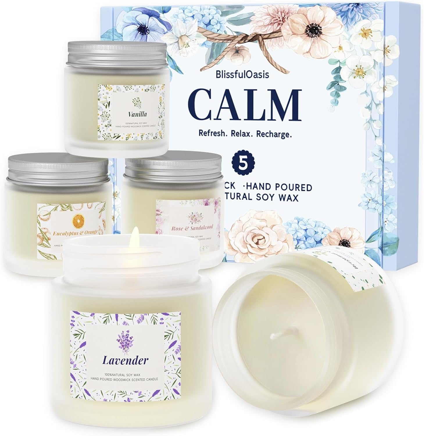 Scented Candles, Long-Lasting Candles for Home Scented, 5 Pack Candle Set, Candles for Women, Natural & Safe Ingredients, Candle Set for Birthday, Valentine'S Day Scented Candles for Her