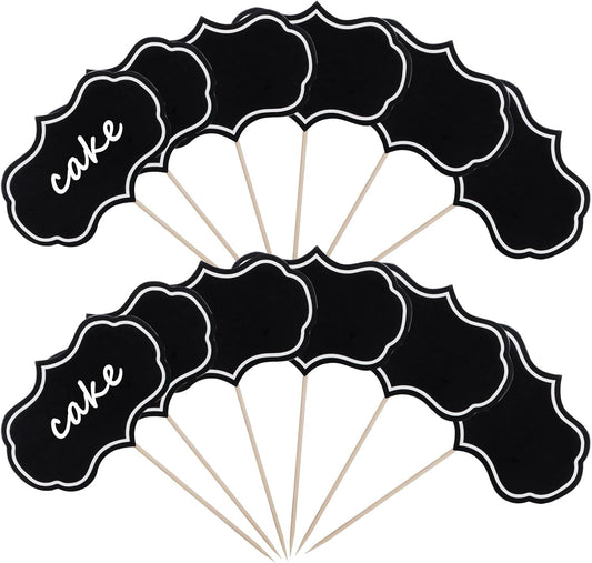 50 Pieces Cheese Markers for Charcuterie Board Buffet, Food Labels Tags Blank Party Buffet, Toothpick Flags Appetizer Signs, Chalkboard Cupcake Toppers Picks for Wedding Birthday Party Decor